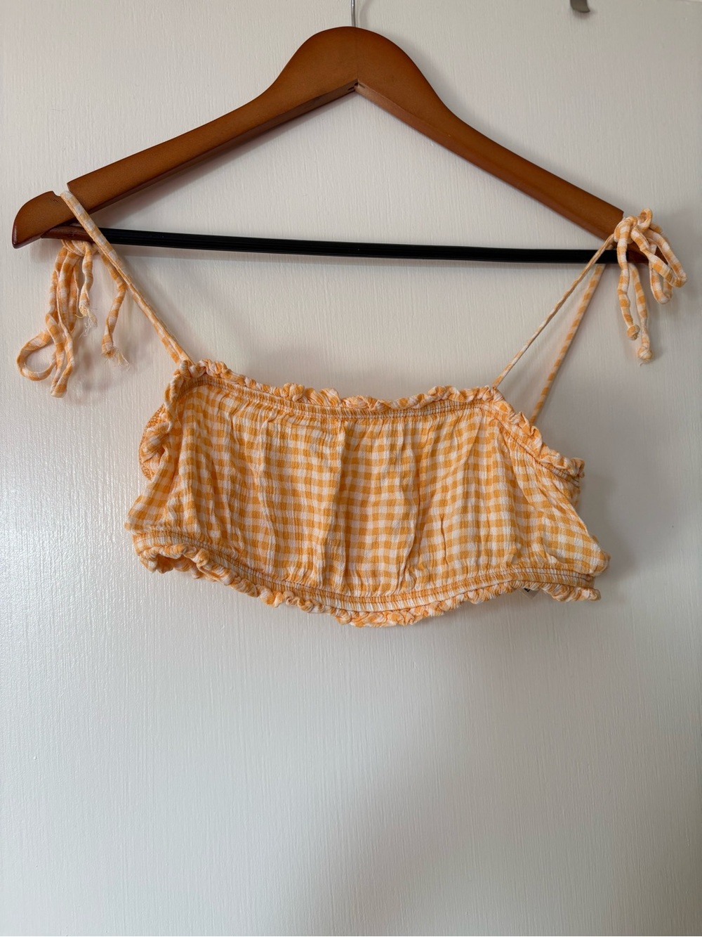 Dippin' Daisy's Peach Gingham Tie-Back Crop Top